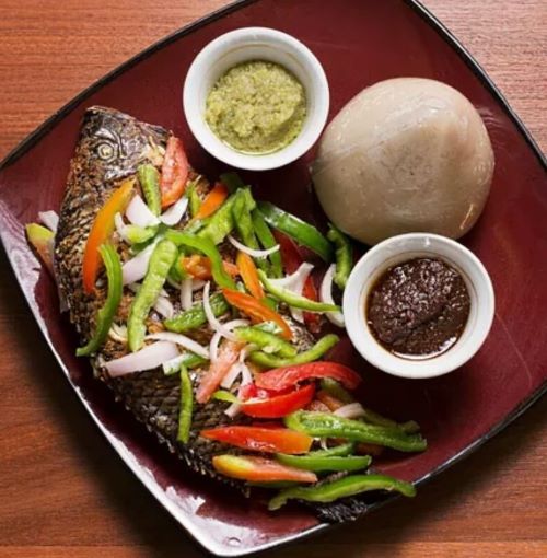Banku & grilled tilapia, hot to your door.