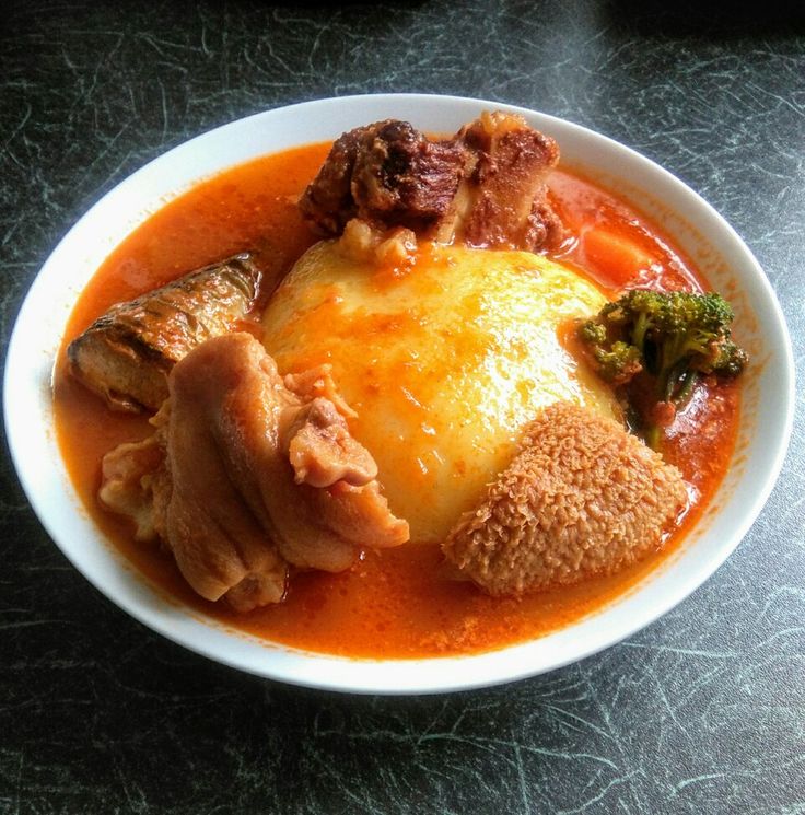 Fufu with rich, spicy soups.